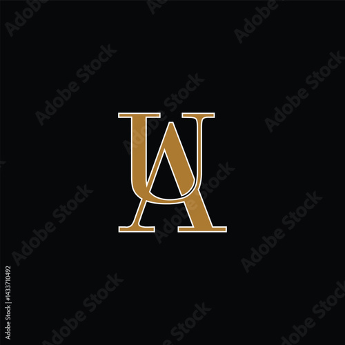 Elegant Monogram Logo with Initial Letters AU