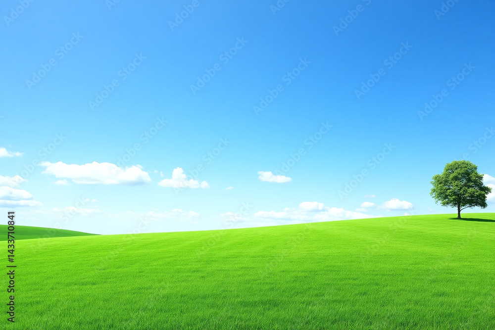 Obraz premium lone tree in the middle of a green field1