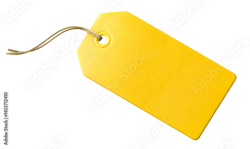 Yellow price tag blank on transparent background