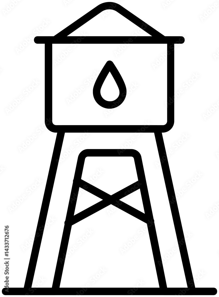 Naklejka premium Water Tank Tower Vector Icon