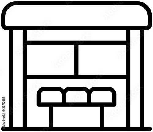 Bus Stop waiting Vector Line Icon