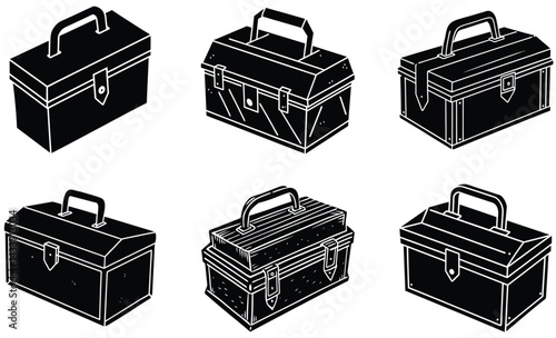 Tool box various design silhouette black vector art set design