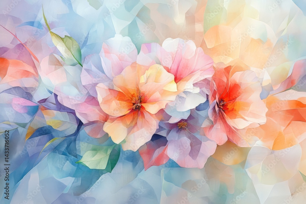 Obraz premium A Vibrant Abstract Floral Background Featuring Colorful Blooms in Nature's Serenity and Beauty