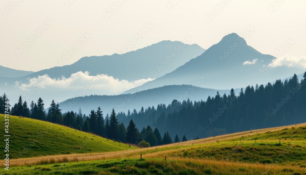 Exploring majestic mountain ranges serene meadows nature photography foggy landscape panoramic view tranquility Exploring majestic mountain ranges serene meadows nature photography foggy landscape panoramic view tranquility