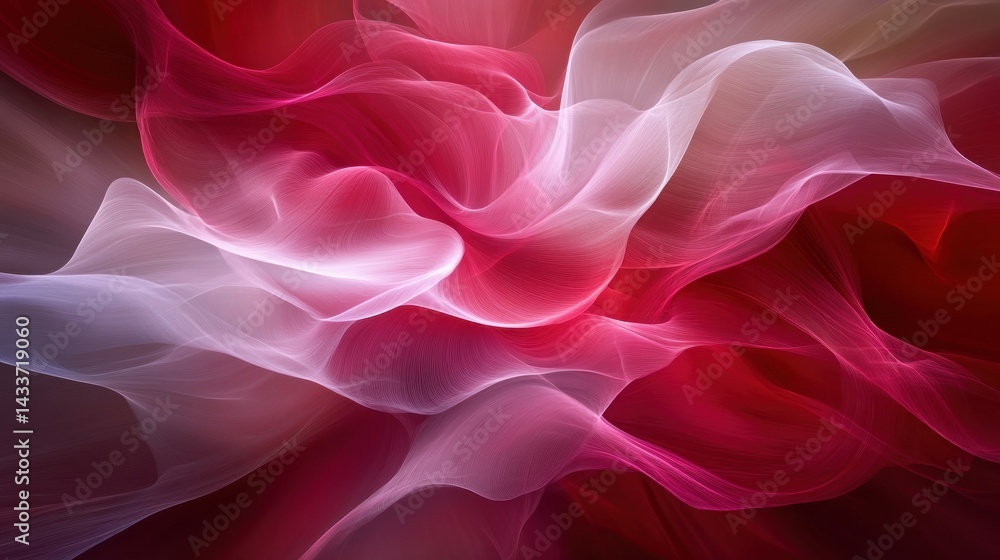 Obraz premium Abstract crimson and white flowing shapes.