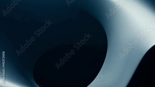 Abstract black and white curved shapes creating dynamic contrast. The dark silhouette gradually shifts position against light background, revealing flowing organic movement with elegant minimalist