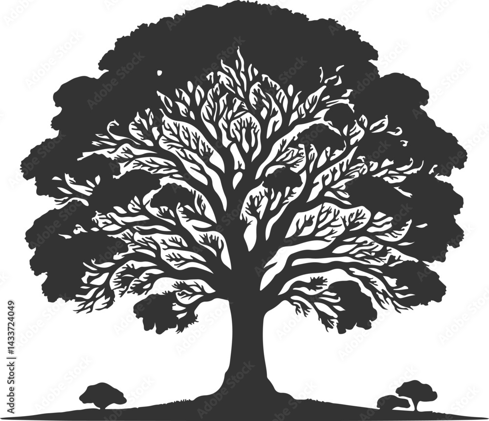 Fototapeta premium Simple Tree Silhouette on Clean Background