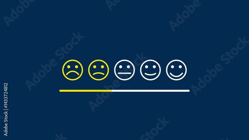 Low satisfaction feedback scale with sad faces