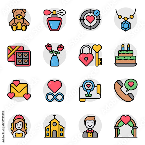 Set of Passion Flat Icons