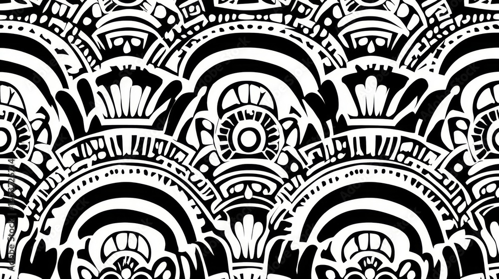 Black And White Geometric Seamless Pattern Design Black And White Geometric Seamless Pattern Design
