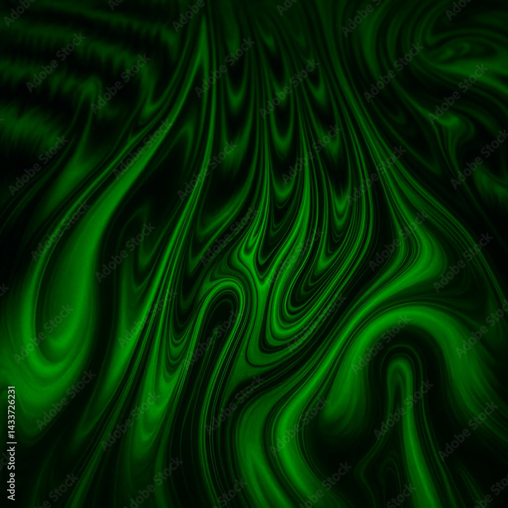 Obraz premium Abstract Green Liquid Swirl Pattern with Smooth Flowing Shapes and Deep Emerald Colors Creating Elegant Visual Texture and Movement