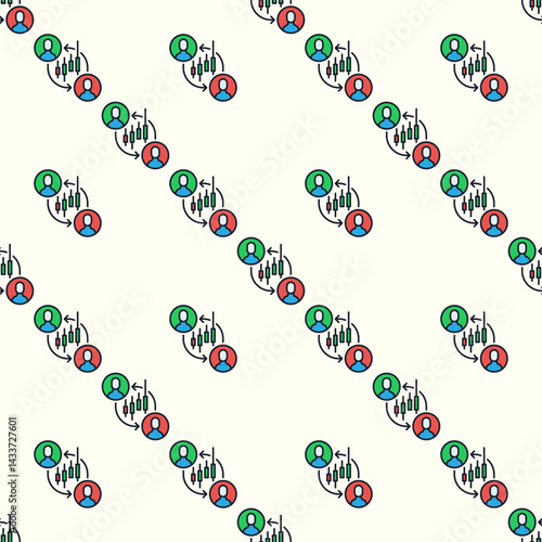 Online Crypto Trading vector colored seamless pattern