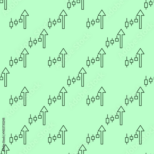 Rising candlestick pattern vector linear seamless pattern