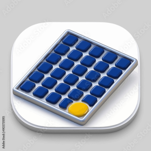Blue Solar Panel Grid with One Standout Yellow Cell
