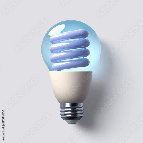 Blue Spiral Energy Saving Light Bulb on White Background