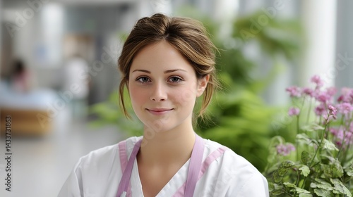 Free Download Young nurse in uniform, professional and caring, representing dedication in healthcare
 - GFXLoad
