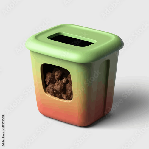 Stylish Green and Orange Gradient Compost Bin Filled with Soil