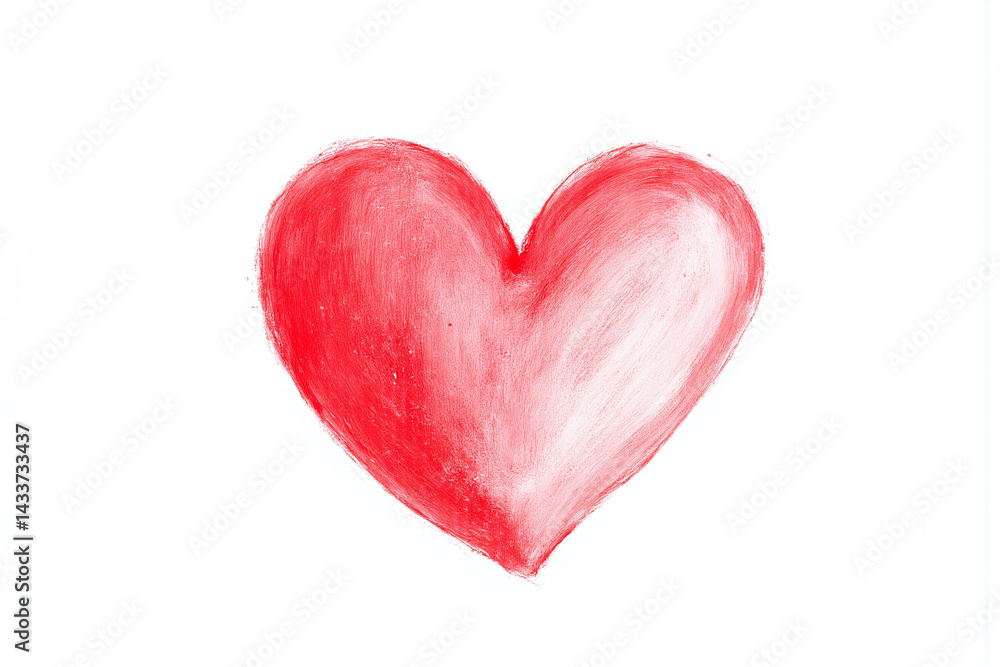 red heart drawn with a pencil on a white background 1 red heart drawn with a pencil on a white background 1