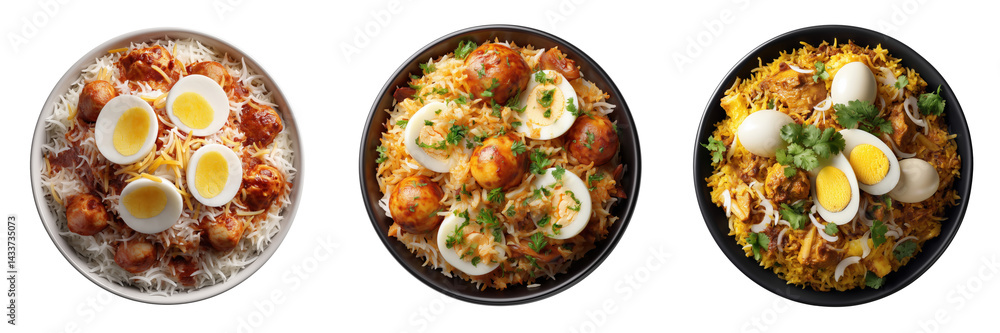 Delicious biryani varieties food photography on transparent background Delicious biryani varieties food photography on transparent background