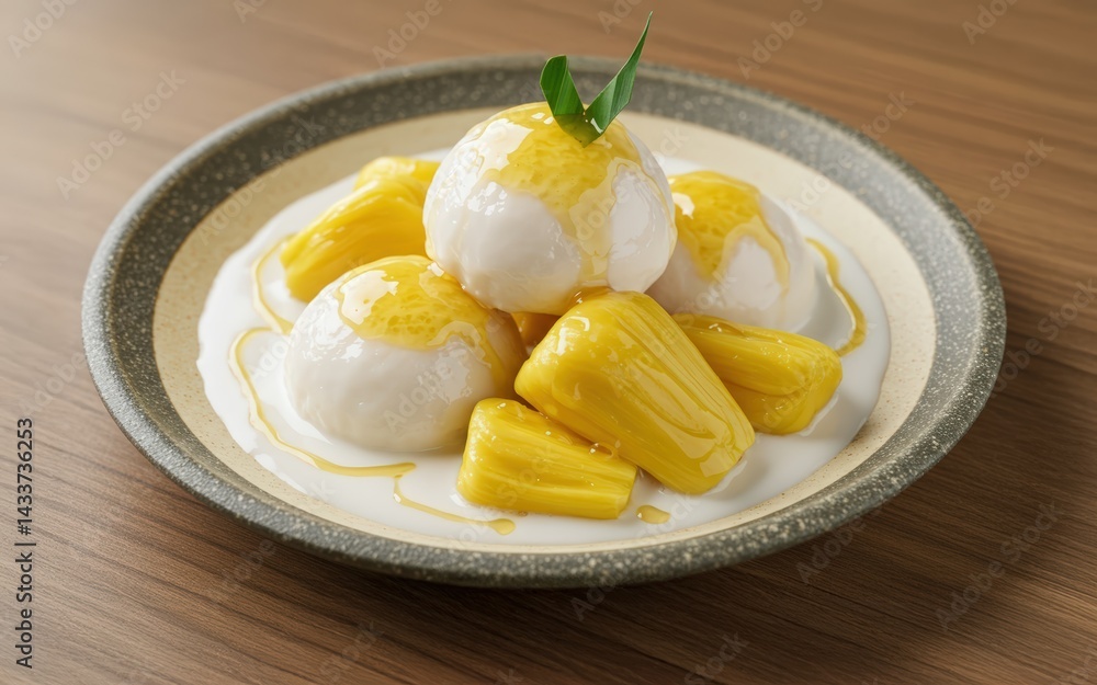 Sweet Jackfruit Delight Creamy Coconut Rice Balls drizzled with honey, a delectable tropical treat. Sweet Jackfruit Delight Creamy Coconut Rice Balls drizzled with honey, a delectable tropical treat.