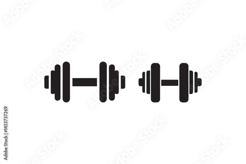 barbell vector silhouette isolated in white background