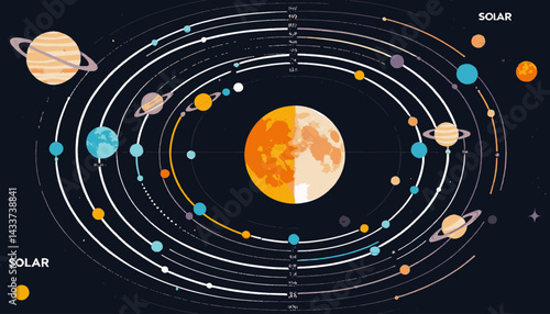Our Solar System_ A Detailed Planetary Orbit Chart Showing All the Planets Orbiting the Sun_ An Educational Space Diagram of Planet Positions