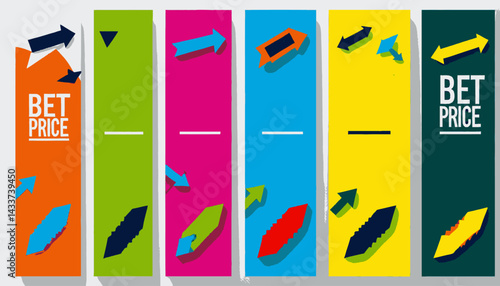 Colorful Bet Price Banner Set_Abstract Arrows Design_Marketing and Advertising Graphics_Promotional Materials for Betting Odds & Sports Events_170