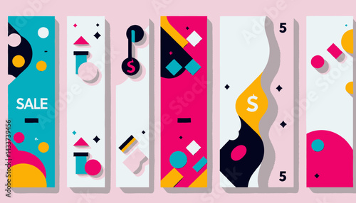 Colorful Abstract Sale Banners_Geometric Shapes and Modern Design_Promotional Graphics for Social Media and Marketing_Eye Catching Visuals