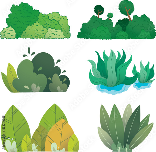  Diverse Collection of Green Bushes and Plants 