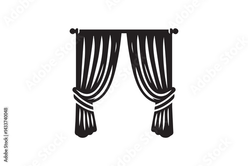 Curtain vector silhouette isolated in white background