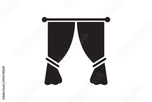 Curtain vector silhouette isolated in white background
