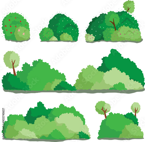  Collection of lush green bushes and shrubs for landscaping 