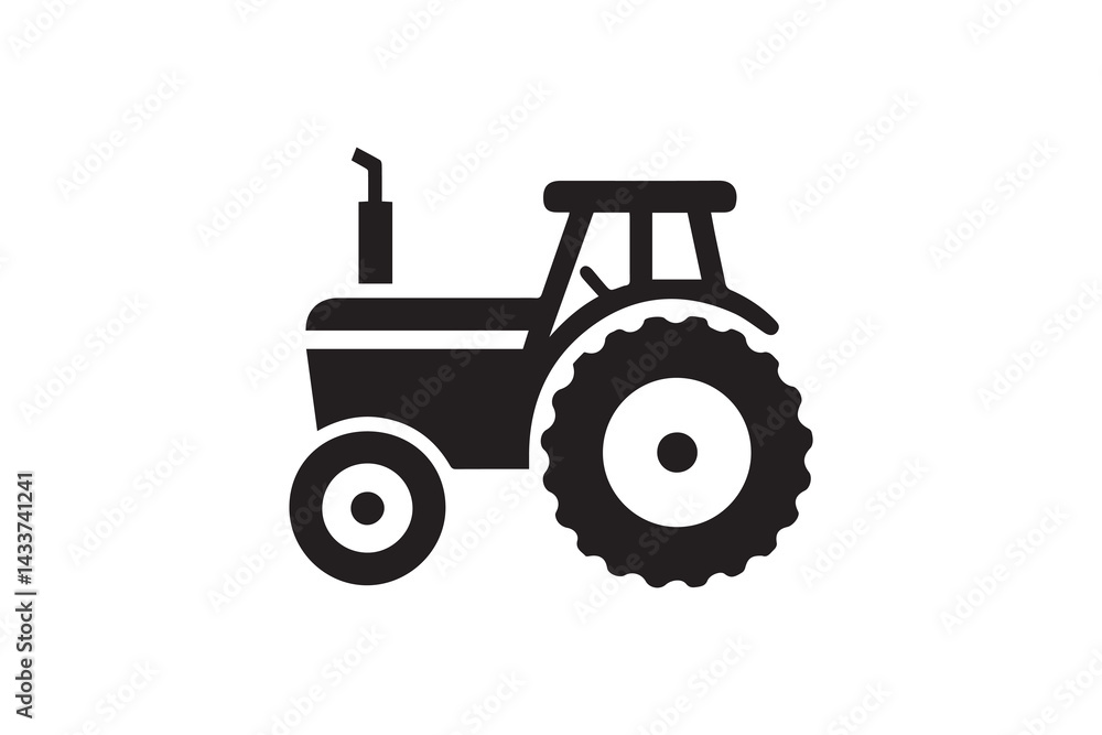 Obraz premium Tractor vector silhouette isolated in white background