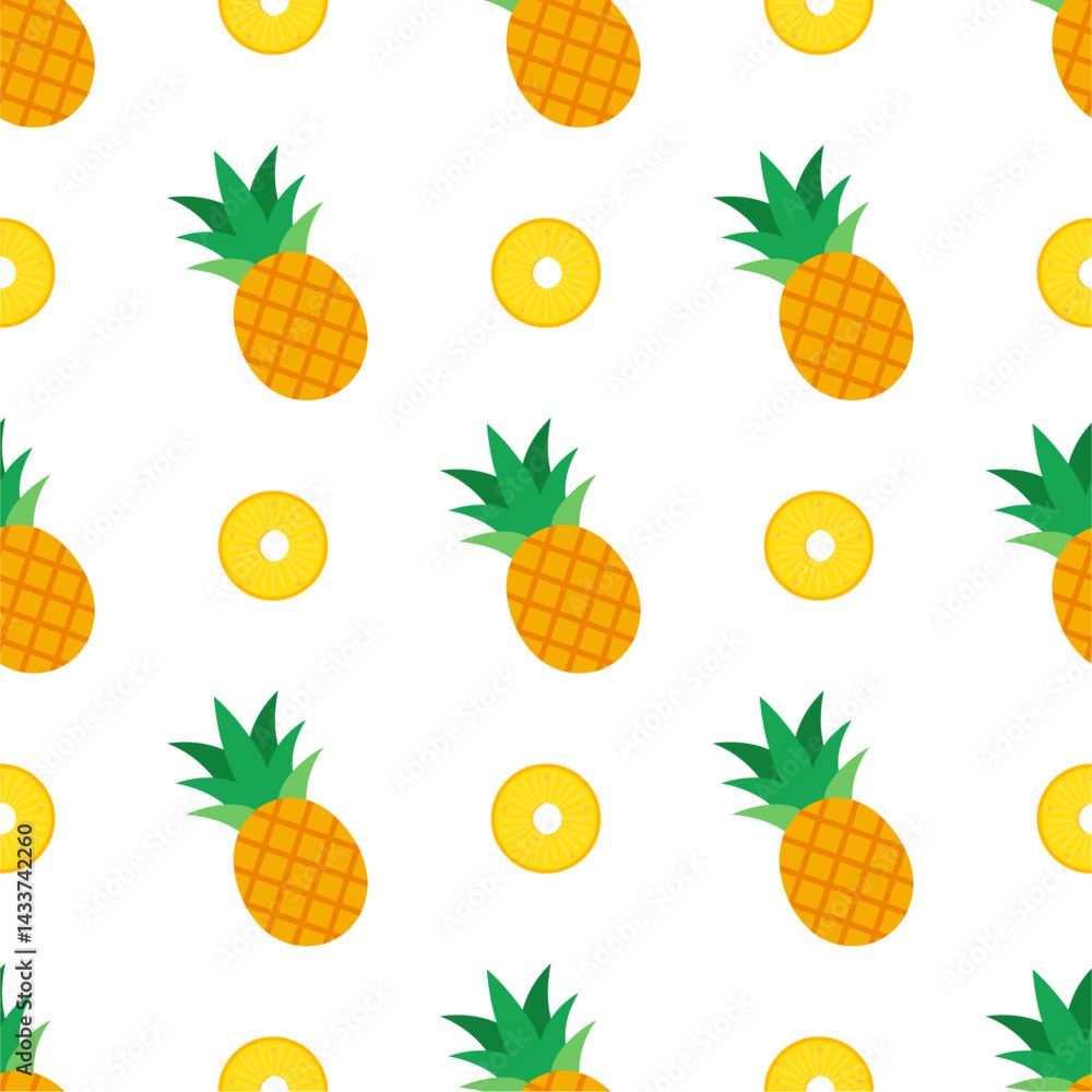 Pineapple seamless pattern, tropical ripe fruit. Pineapple seamless pattern, tropical ripe fruit.