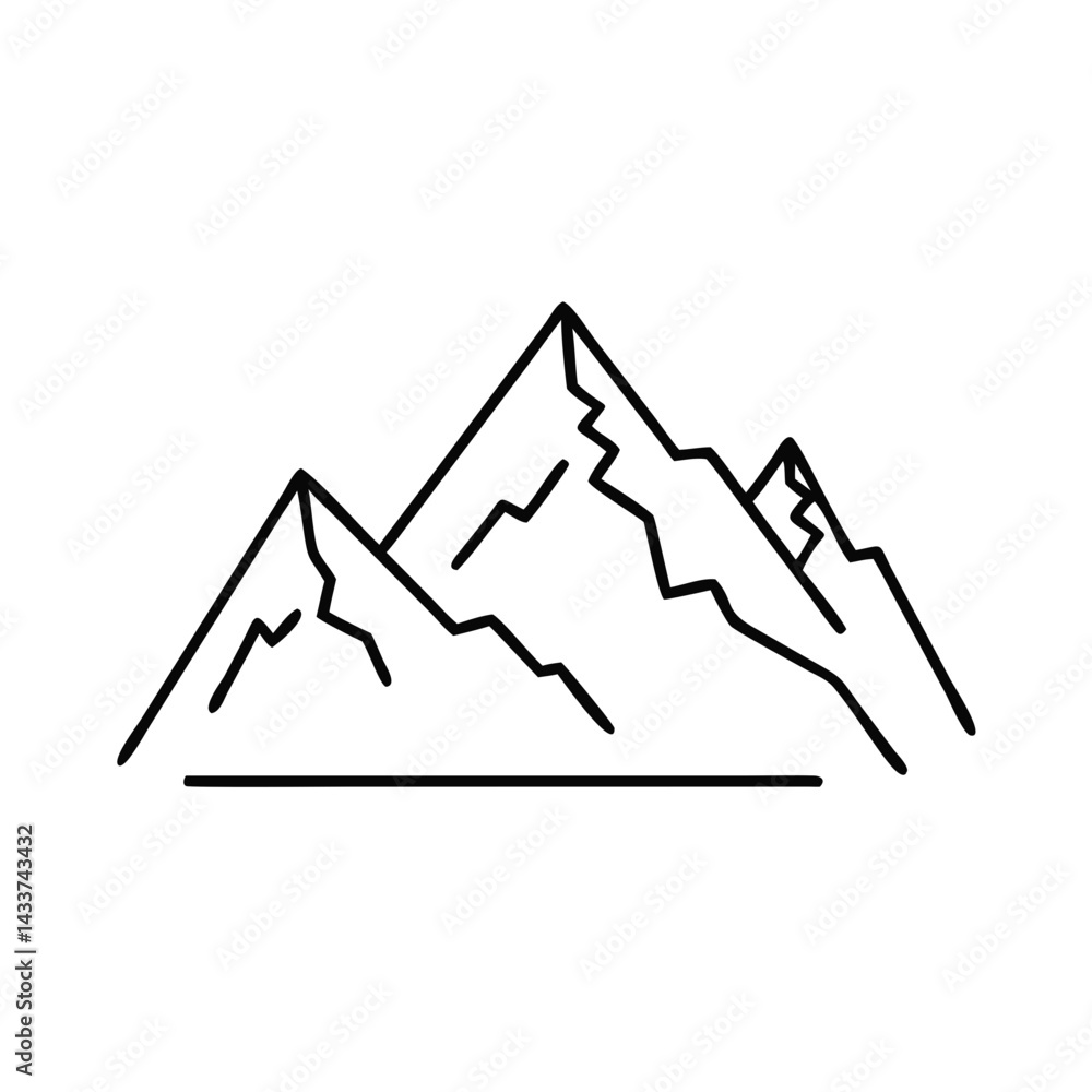Mountain Range in Minimalist Style Outline  