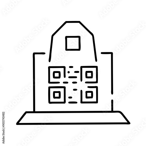 QR code displayed on a historical stone tablet, symbol of interactive tourism and self-guided audio tours 