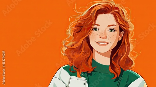 A woman with wavy, shoulder-length red hair and bangs playfully winks at the camera.