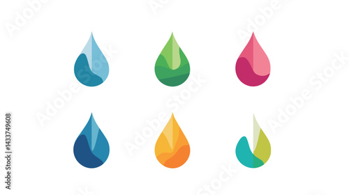 Water drop icon vector graphic design, representing purity, freshness, and environmental sustainability.