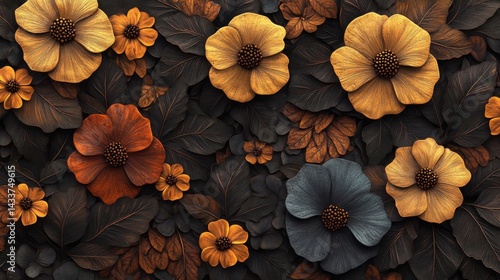 Wallpaper Mural Dark Orange And Brown Floral Texture Background Torontodigital.ca