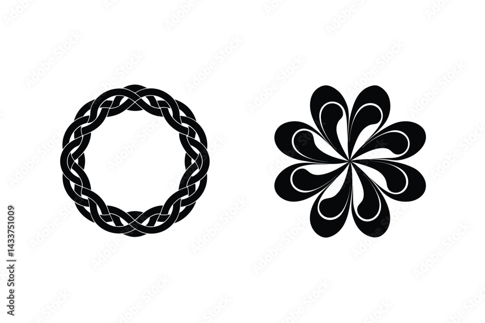 Fototapeta premium Abstract Wreath Design And Floral Shape Vector Illustration Elements Isolated