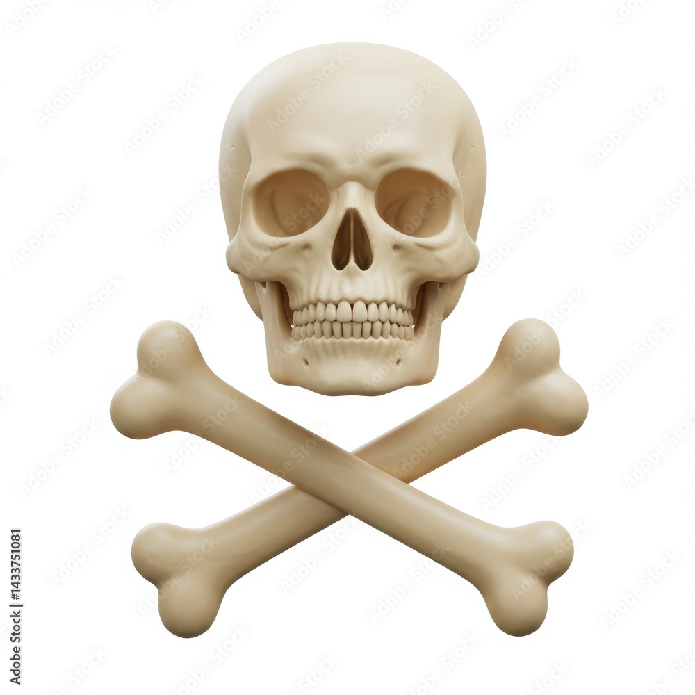 Skull and crossbones halloween pirate danger symbol isolated on white background Skull and crossbones halloween pirate danger symbol isolated on white background