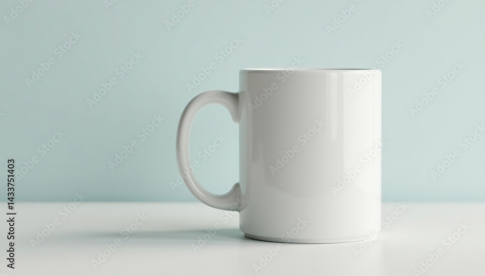 Obraz premium Classic white mug, handle visible, clean background, image, round, detail