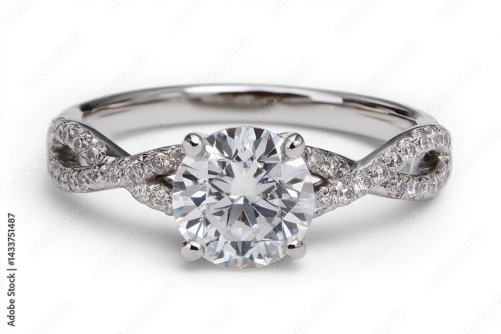 Elegant diamond engagement ring with intricate twisted band design Elegant diamond engagement ring with intricate twisted band design