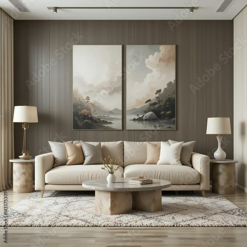 Modern living room with sofa