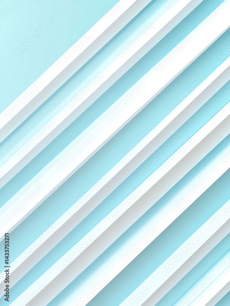 Fototapeta premium Abstract background with white and light blue diagonal stripes creating a modern geometric pattern suitable for technology, design, or marketing themes