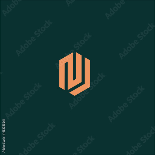 monogram logo with the concept of the letters NJ on a green background