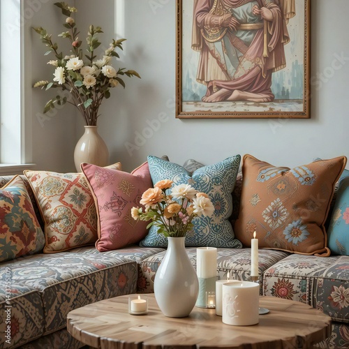 Living room interior with sofa