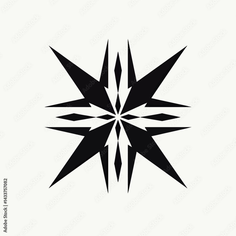 Obraz premium Contemporary Black Star Motif on White: Minimalist Vector Pattern for Stationery, Gift Wrap, and Unique Design Projects - Repeatable 