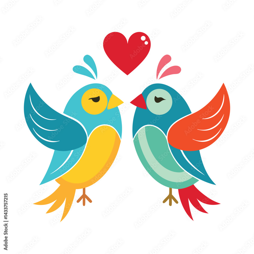 Obraz premium two birds with heart