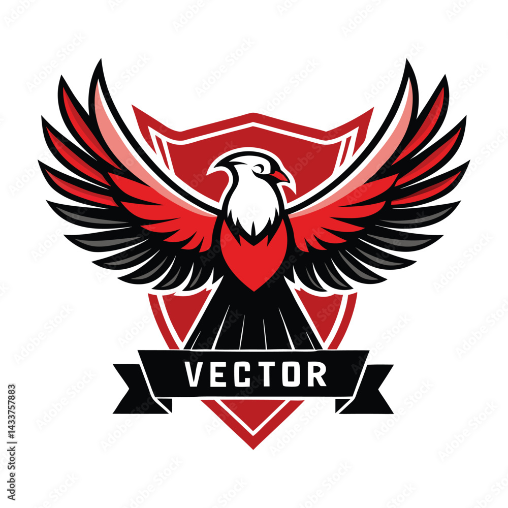 Obraz premium vector logo eagle with Indonesian flag below.